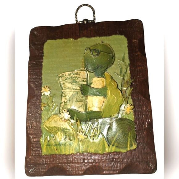 Vintage 60s Suzy Spafford mixed‎ media art plaque turtle 🐢 - Picture 1 of 5